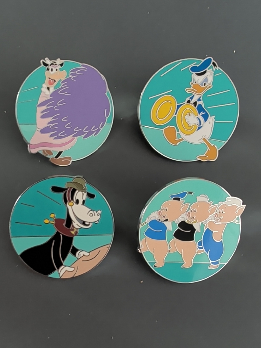 Disney Vintage Cartoon Enamel Pin Set - Teal & Pastel Characters